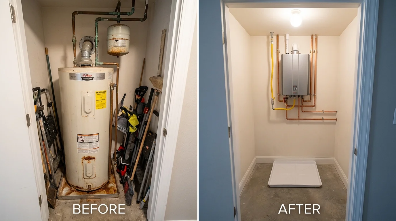 Tank water heater versus wall-mounted tankless unit comparison for Washburn, WI homeowners